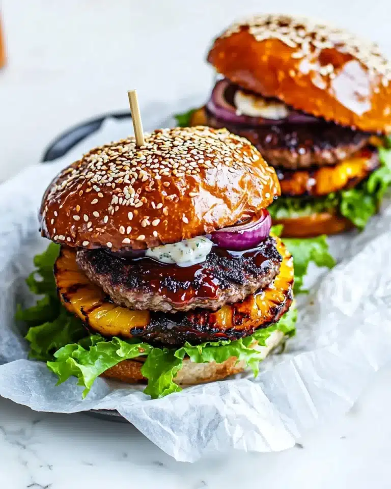 Hawaiian Teriyaki Burgers with Grilled Pineapple Recipe