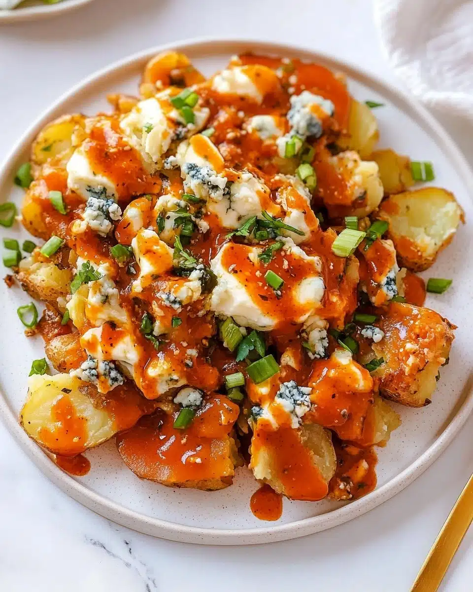 Crispy Buffalo Wing Smashed Potatoes Recipe