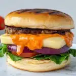 Halloumi Burger (with Smoky Red Pepper Aioli) Recipe
