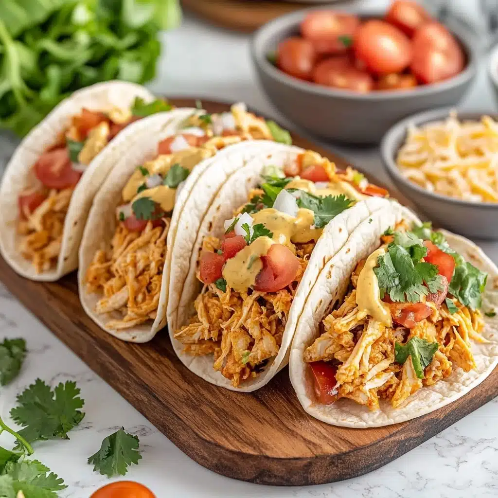 Slow Cooker Queso Chicken Tacos Recipe - Recipe Image