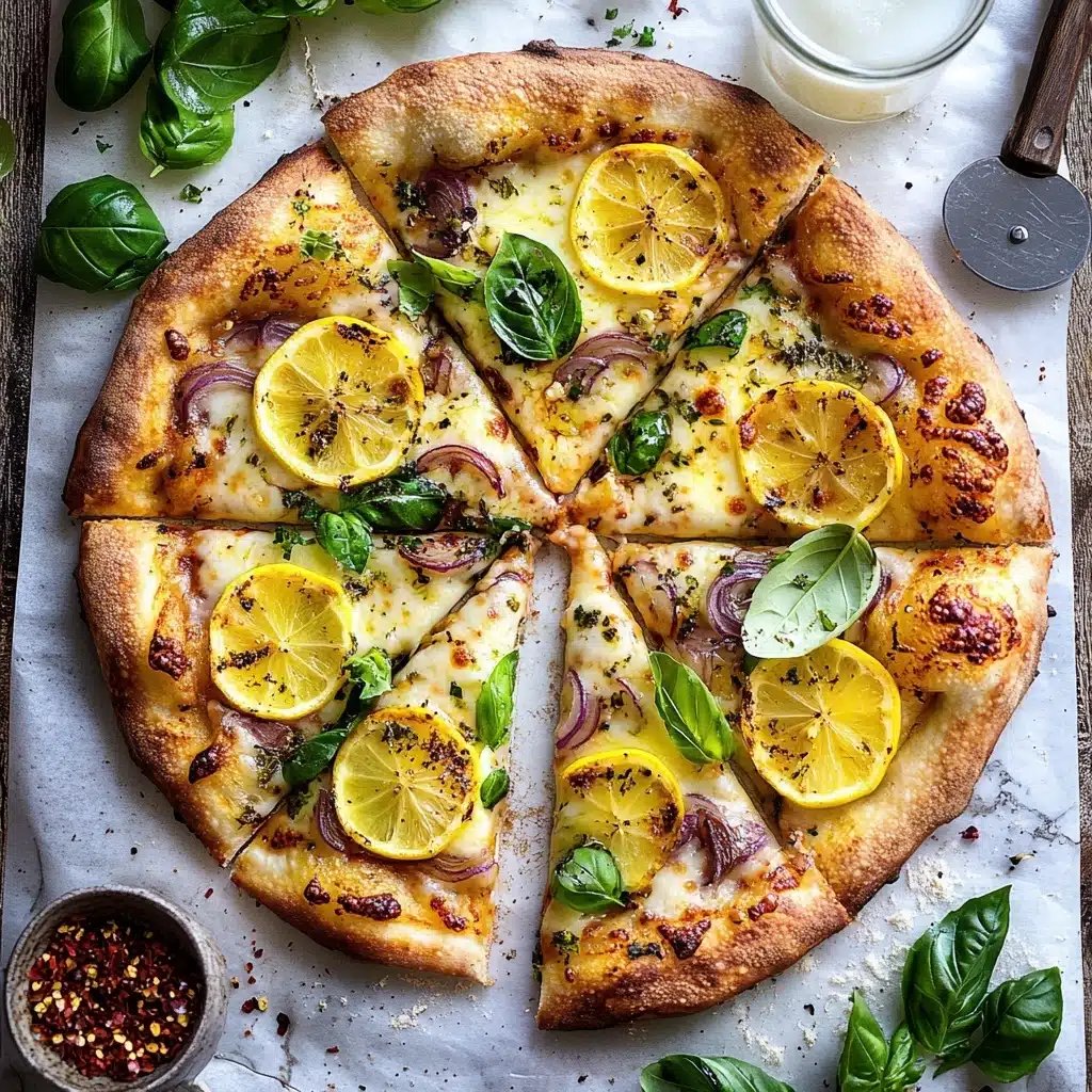 3 Cheese Lemon Basil Pizza Recipe - Recipe Image