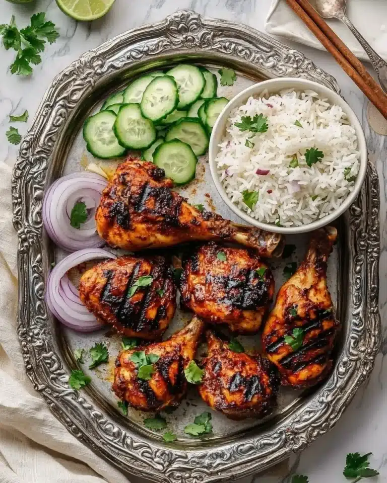 Grilled Tandoori Chicken with Indian-Style Rice Recipe