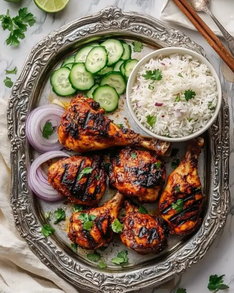 Grilled Tandoori Chicken with Indian-Style Rice Recipe