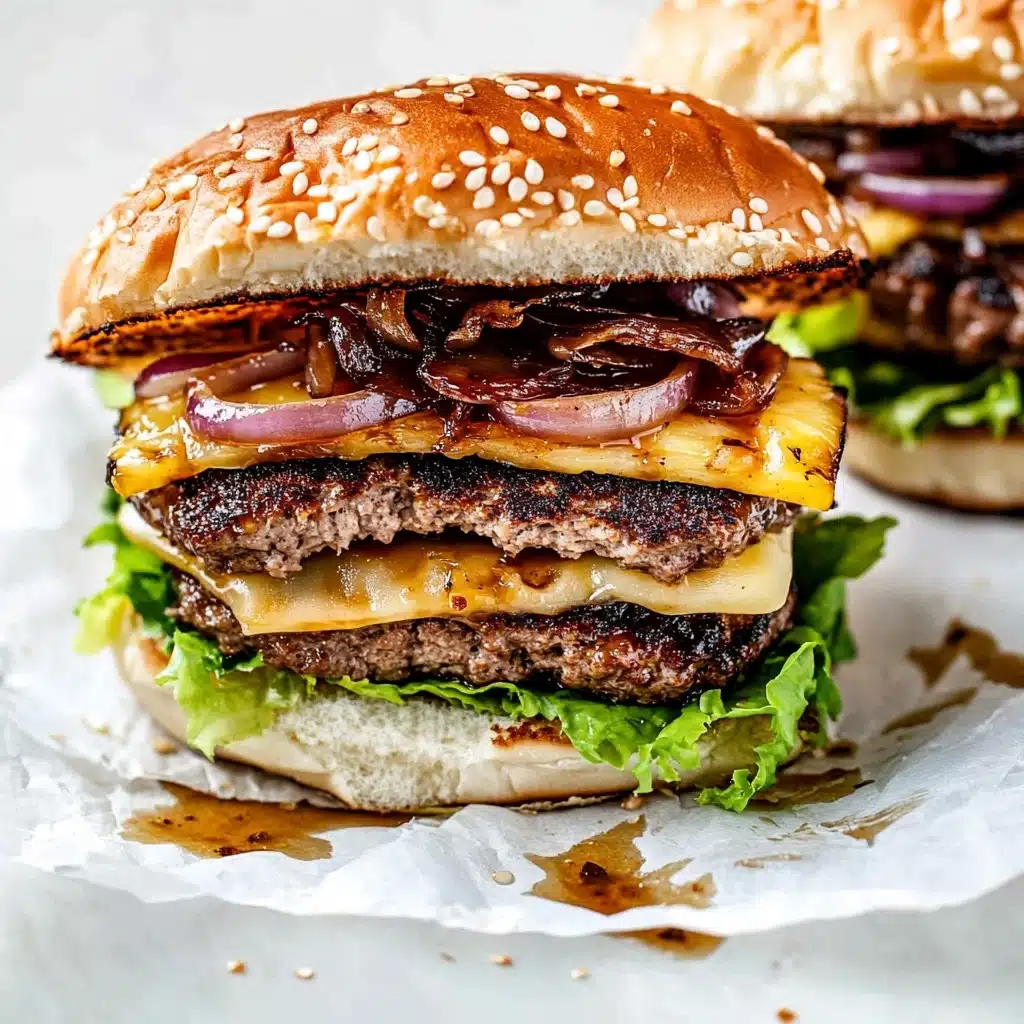 Hawaiian Teriyaki Burgers with Grilled Pineapple Recipe - Recipe Image