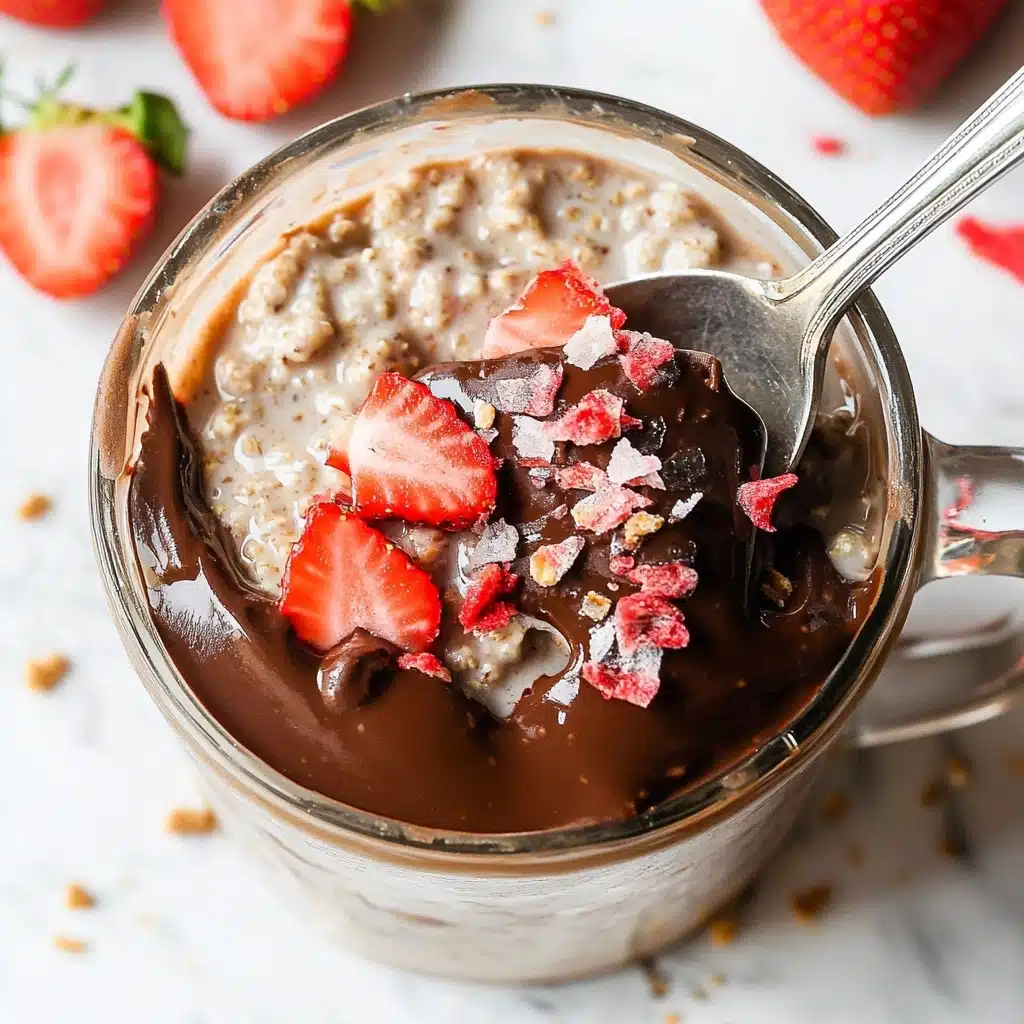 Chocolate Covered Strawberry Overnight Oats Recipe - Recipe Image
