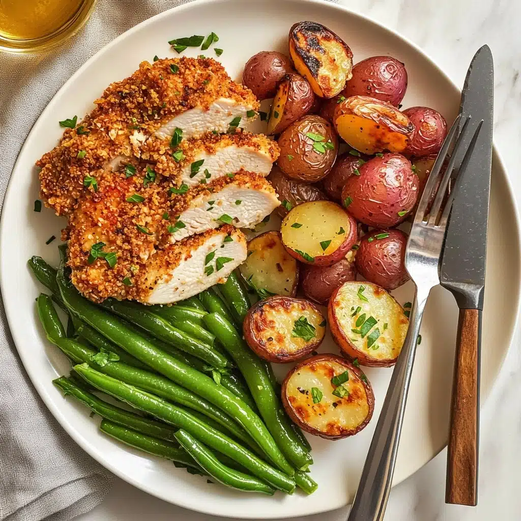 Parmesan Crusted Chicken Sheet Pan Dinner Recipe - Recipe Image