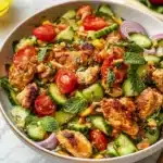 Chicken Shawarma Crispy Rice Salad with Lemon-Tahini Dressing Recipe