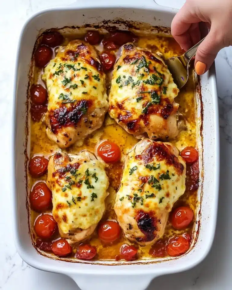 Pesto Baked Chicken with Tomatoes and Mozzarella Recipe