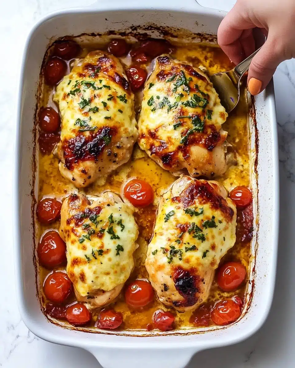Pesto Baked Chicken with Tomatoes and Mozzarella Recipe