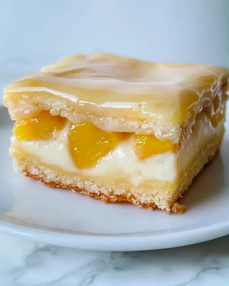 Peaches and Cream Cheesecake Bars Recipe