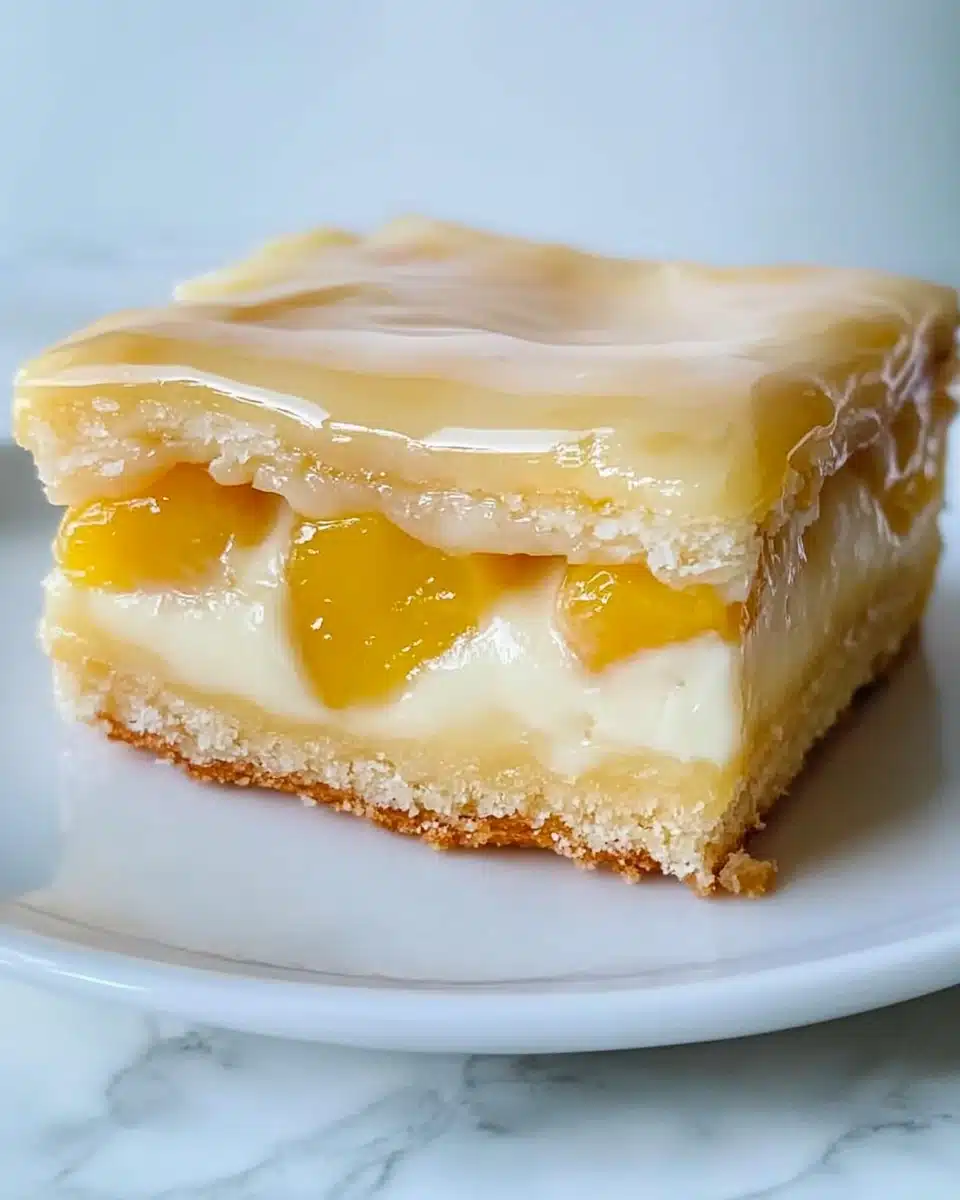 Peaches and Cream Cheesecake Bars Recipe