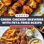 Greek Chicken Skewers with Feta Fries Recipe