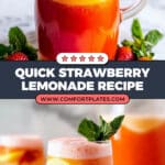 Strawberry Lemonade Recipe (Mocktail or Cocktail) Recipe