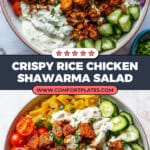 Chicken Shawarma Crispy Rice Salad with Lemon-Tahini Dressing Recipe