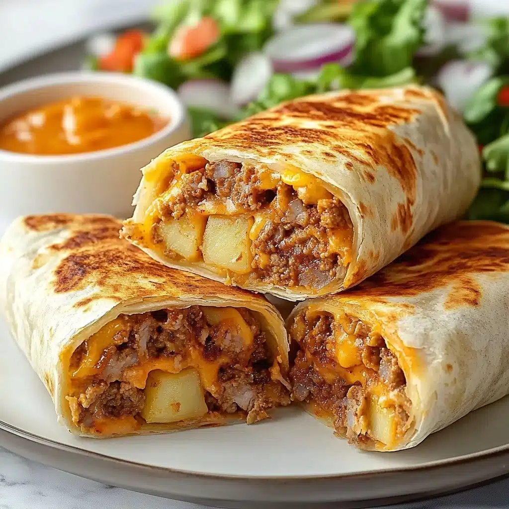 Cheesy Potato Burritos with Beef Recipe - Recipe Image