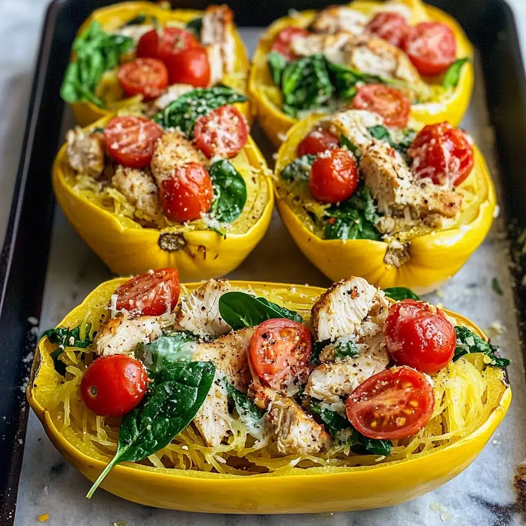 Pesto Chicken Stuffed Spaghetti Squash in the Oven Recipe - Recipe Image