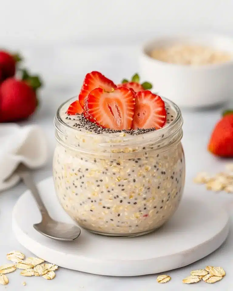 Strawberries and Cream Overnight Oats Recipe