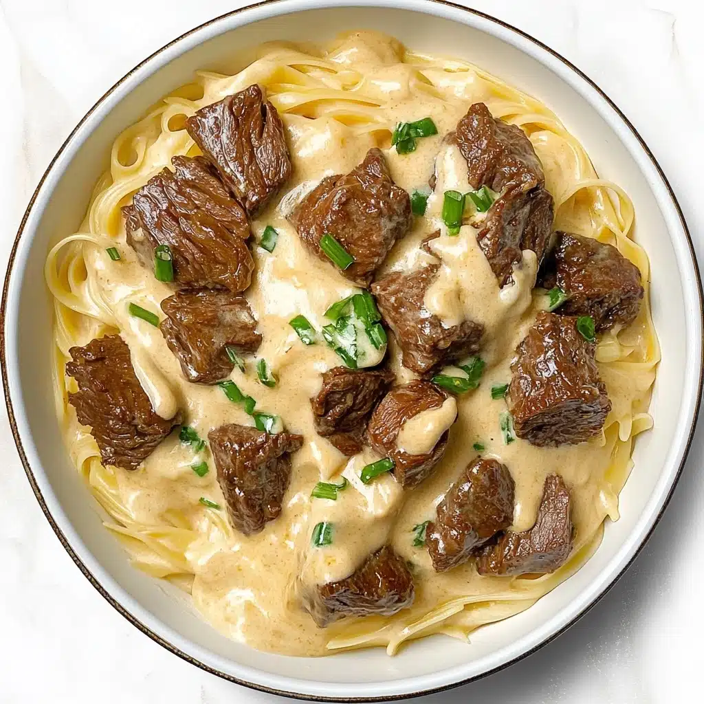 Garlic Butter Steak with Parmesan Alfredo Recipe - Recipe Image