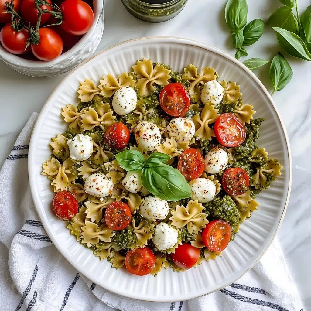 Light Pesto Caprese Pasta Salad Recipe - Recipe Image