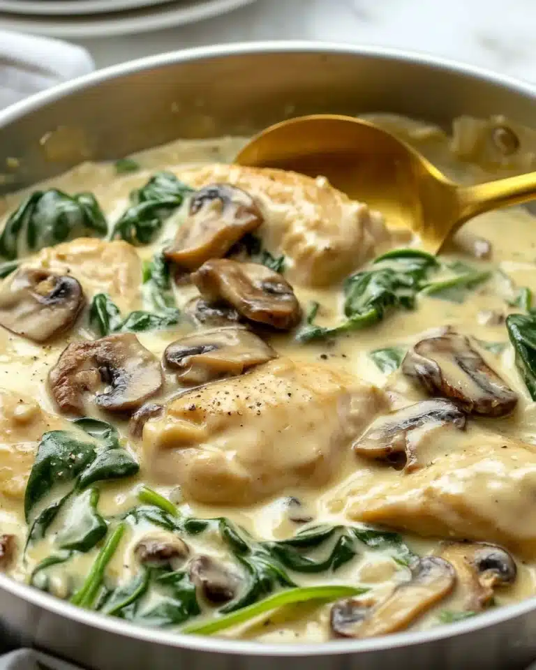 Chicken With Spinach and Mushrooms Recipe