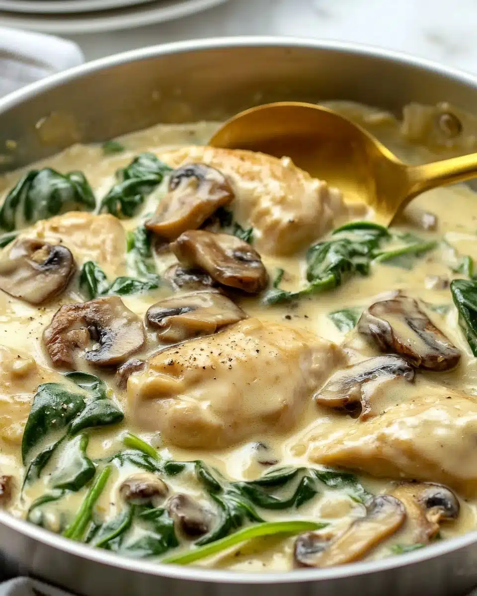 Chicken With Spinach and Mushrooms Recipe