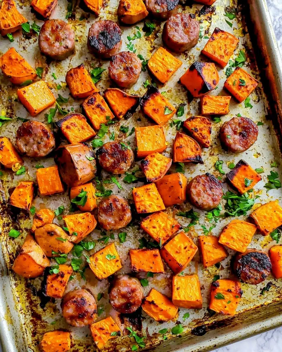 Sheet Pan Sausage and Sweet Potatoes Recipe