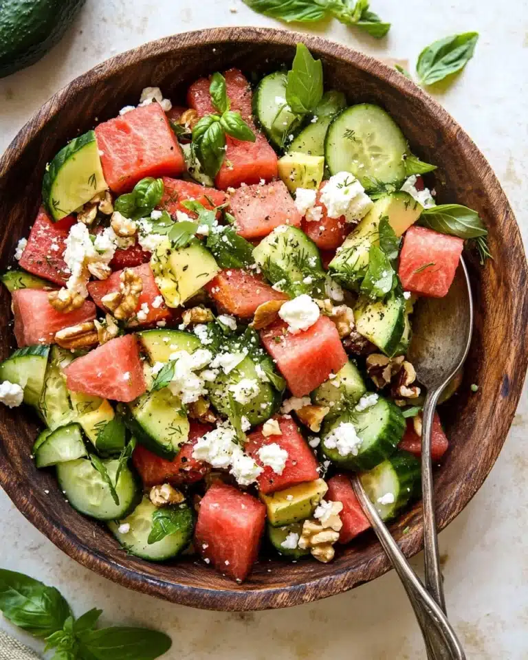 Smashed Cucumber and Watermelon Feta Salad Recipe