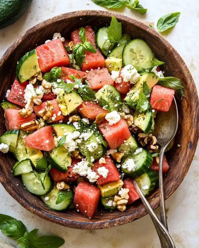 Smashed Cucumber and Watermelon Feta Salad Recipe
