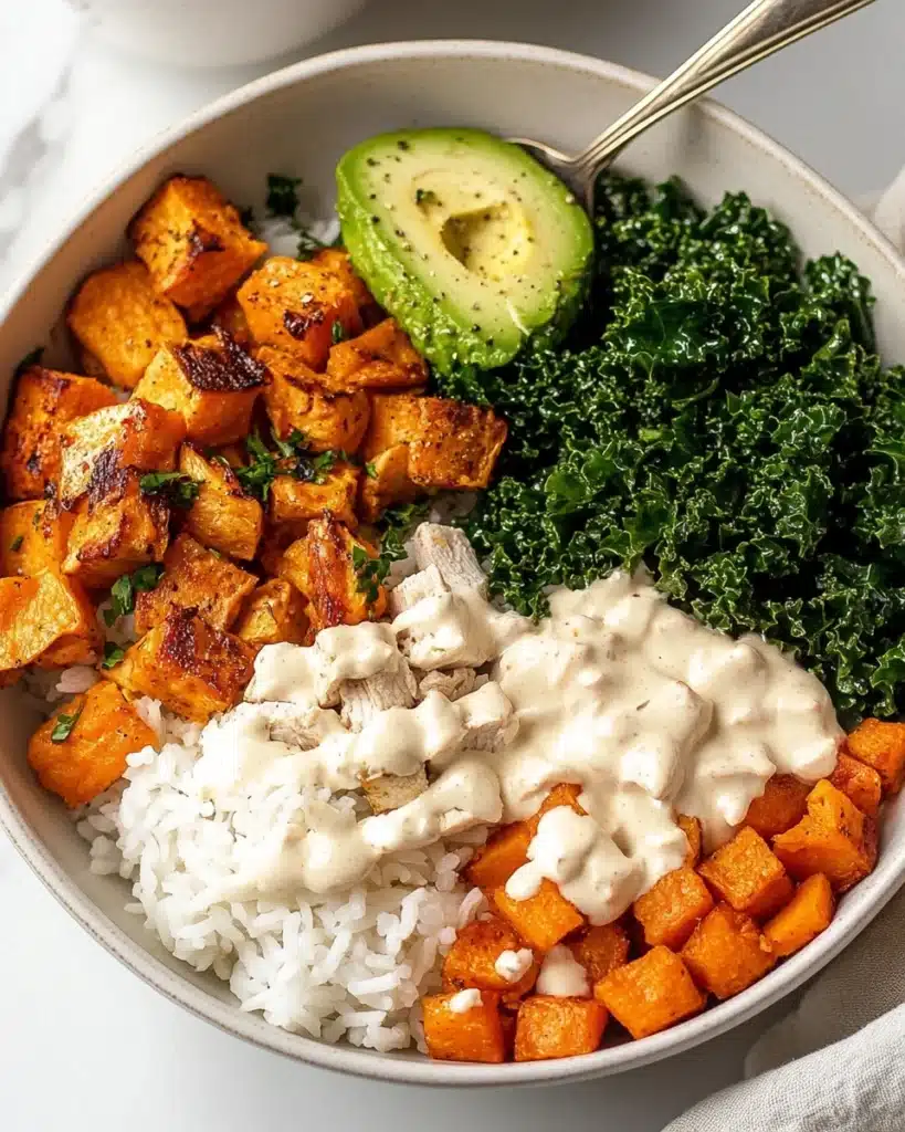 Roasted Chicken, Sweet Potato, and Kale Bowls Recipe