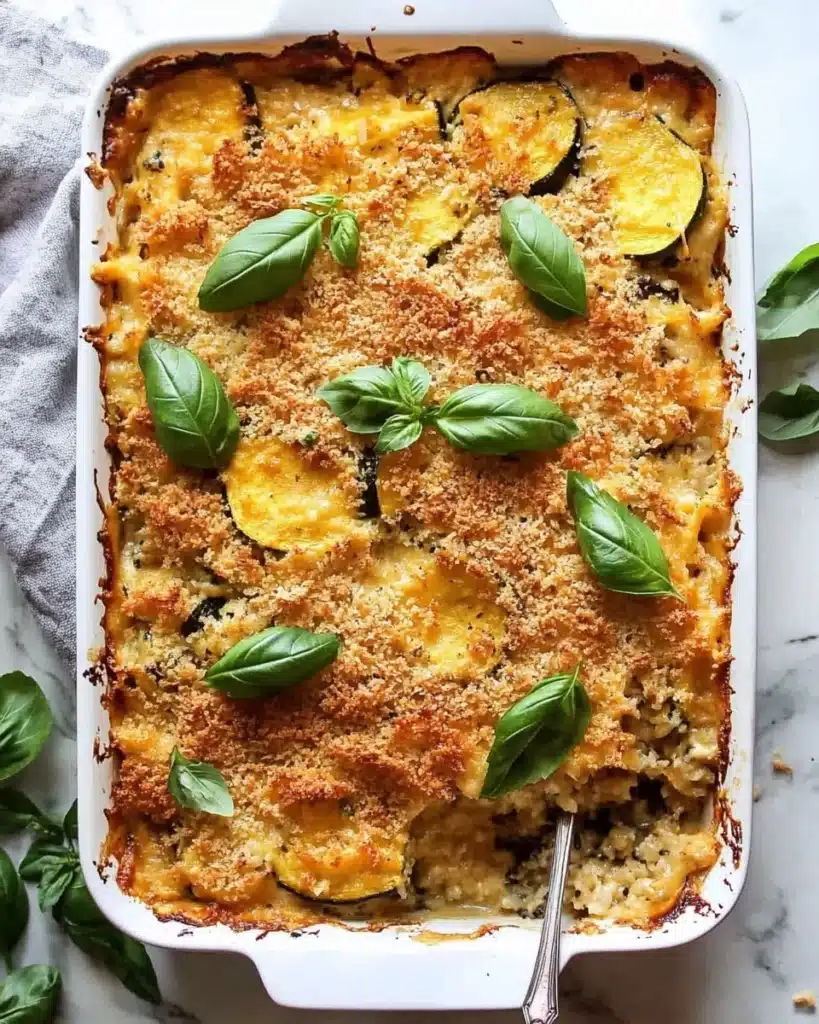 Cheesy Zucchini Chicken and Rice Bake Recipe