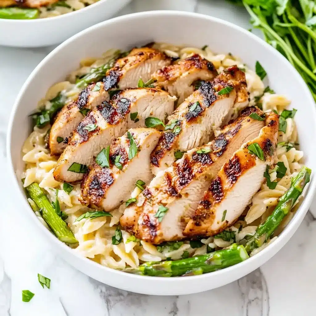 Creamy Parmesan Orzo with Chicken and Asparagus Recipe - Recipe Image