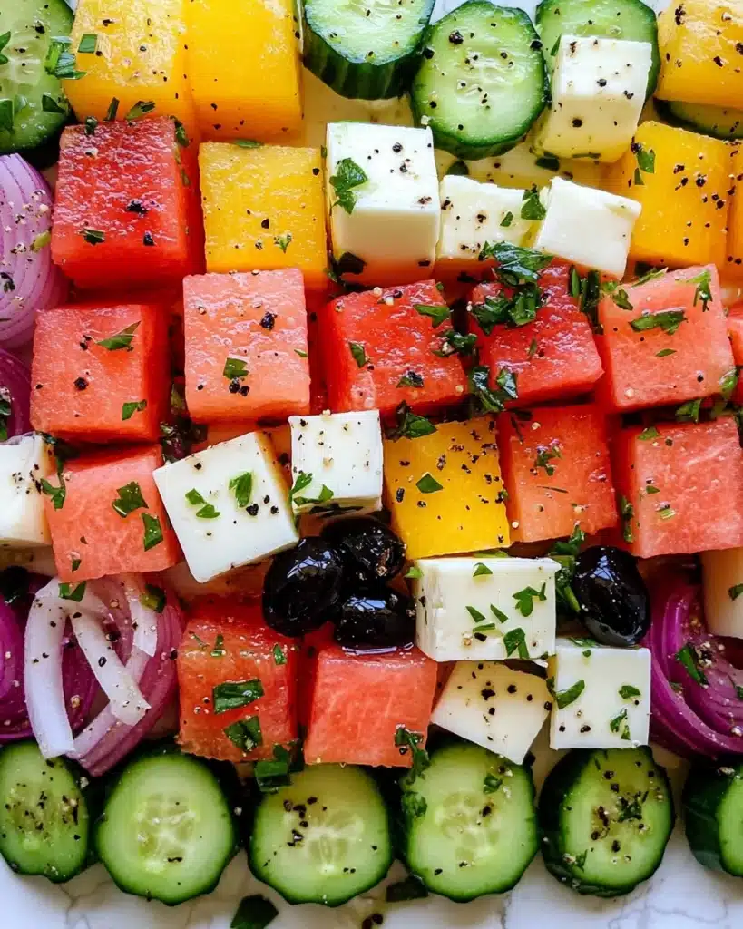 Melon and Feta Tetris Salad Recipe