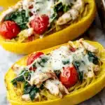 Pesto Chicken Stuffed Spaghetti Squash in the Oven Recipe