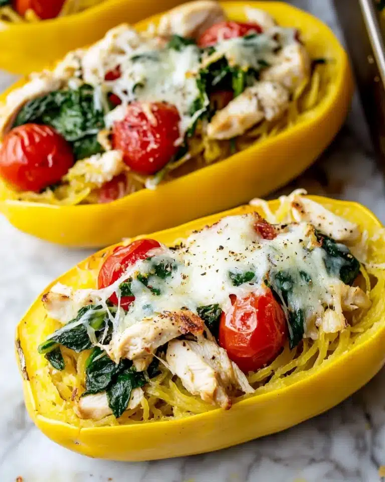 Pesto Chicken Stuffed Spaghetti Squash in the Oven Recipe