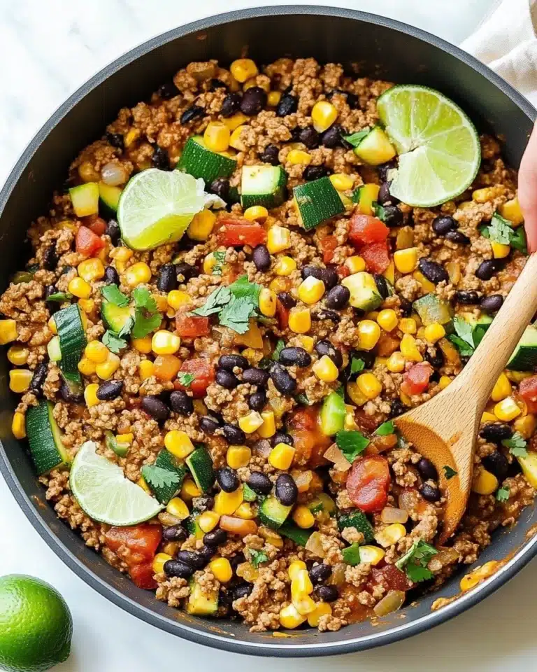 Ground Turkey Skillet with Zucchini, Corn, Black Beans and Tomato Recipe