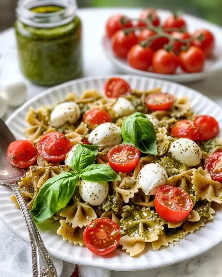 Light Pesto Caprese Pasta Salad Recipe