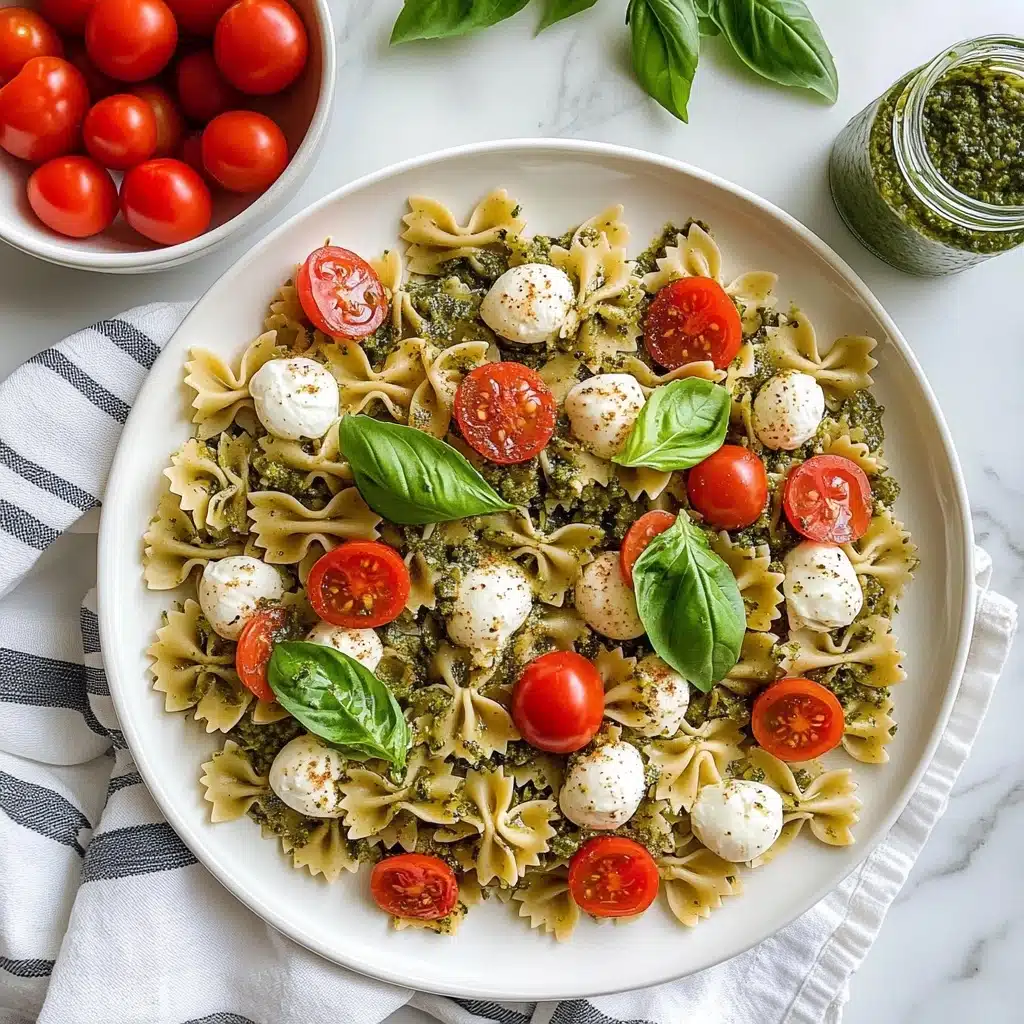 Light Pesto Caprese Pasta Salad Recipe - Recipe Image