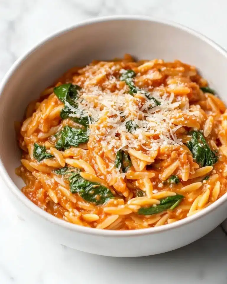 Ground Beef Orzo with Tomato Cream Sauce Recipe