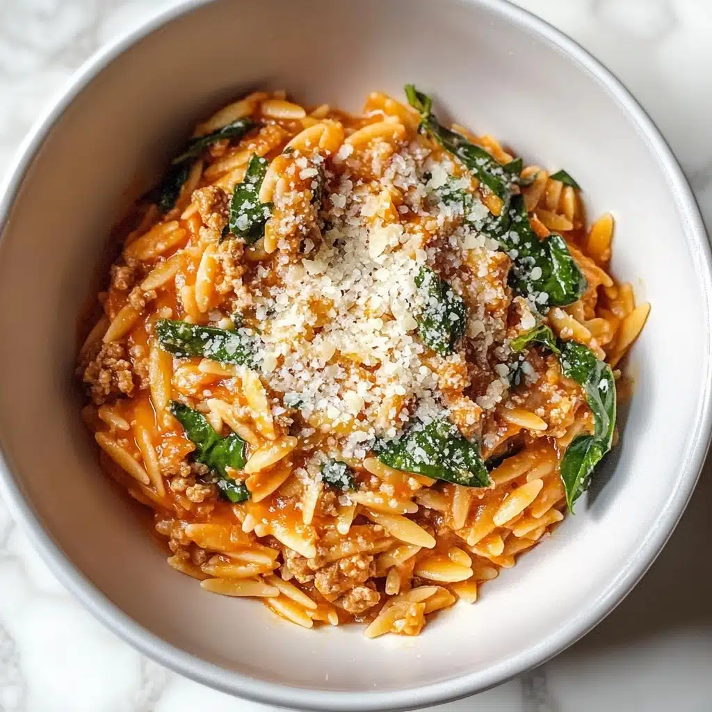 Ground Beef Orzo with Tomato Cream Sauce Recipe - Recipe Image