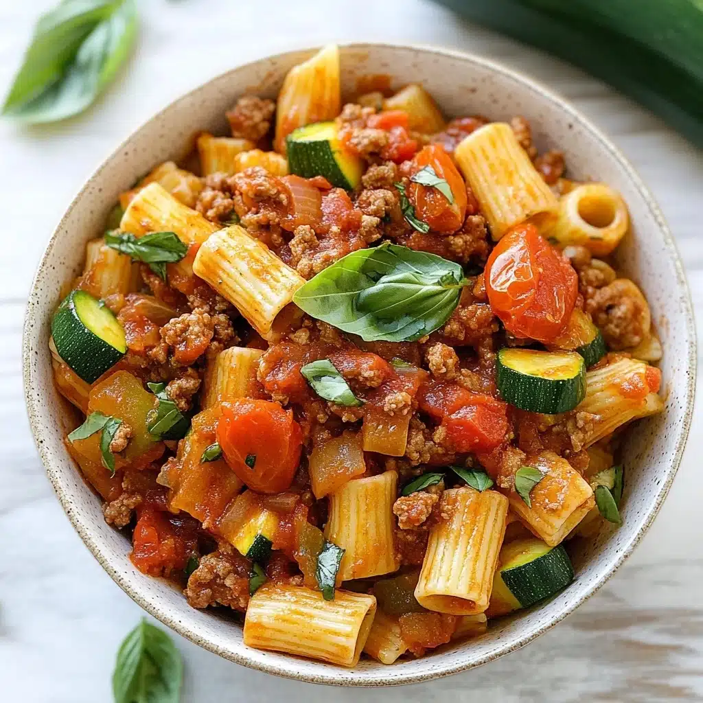 Rigatoni with Sausage, Tomatoes, and Zucchini Recipe - Recipe Image