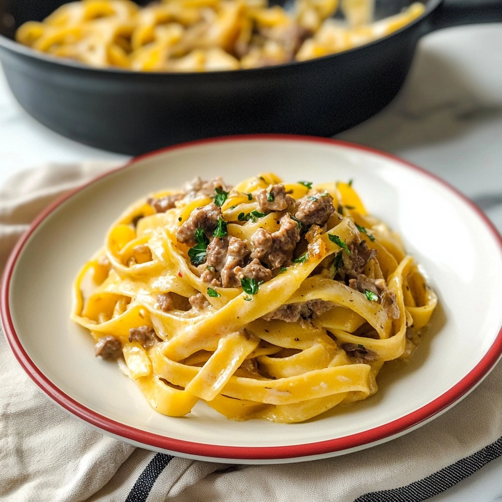 Garlic Butter Beef Pasta Recipe - Recipe Image