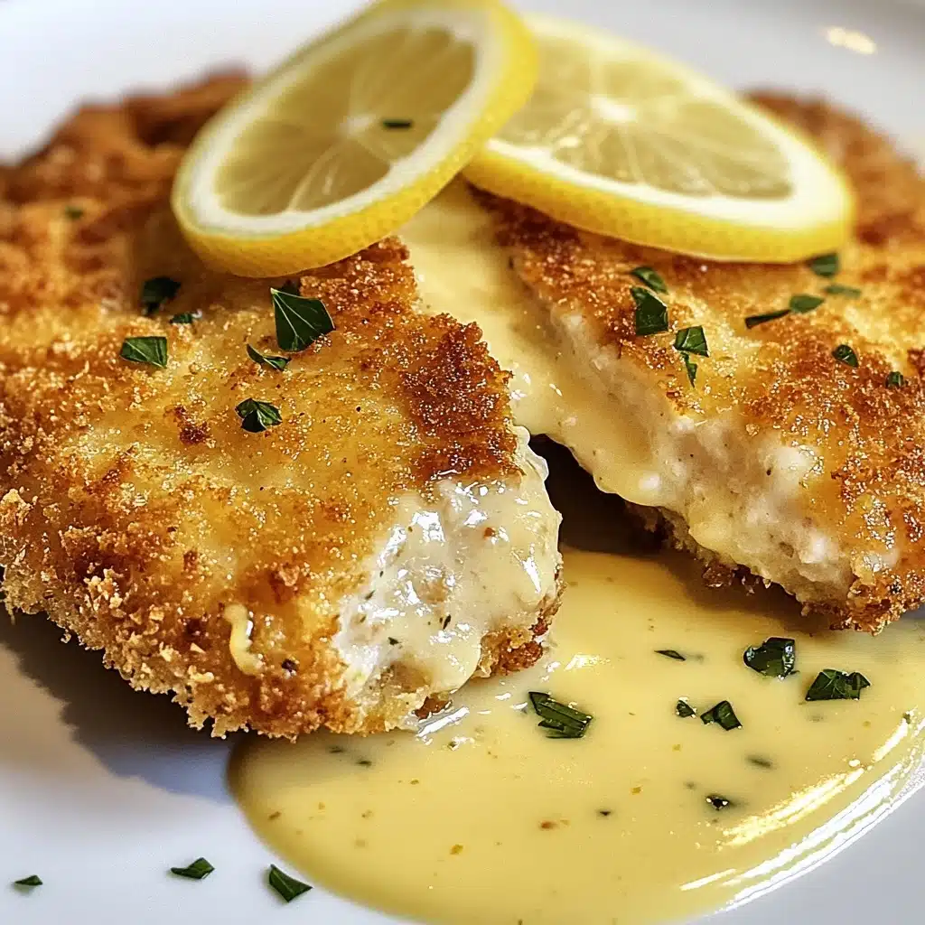 Lemon Pecorino Crusted Chicken with Creamy Lemon Sauce Recipe - Recipe Image