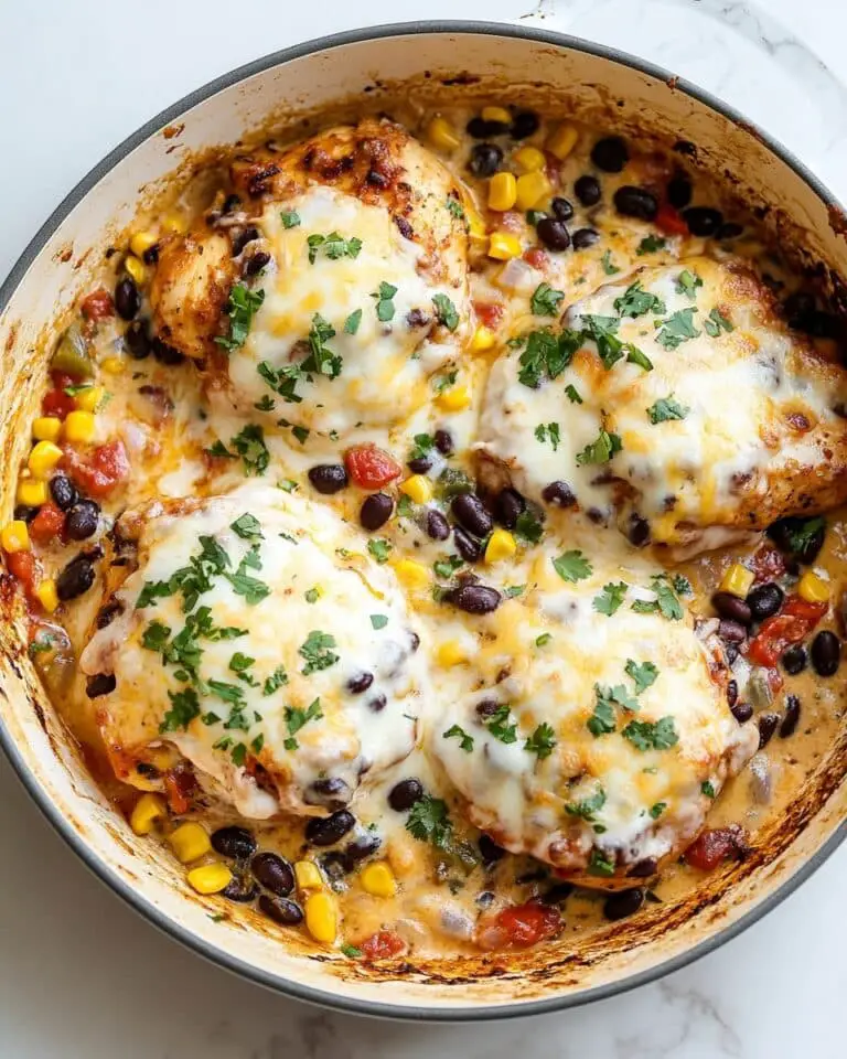 Santa Fe Chicken Skillet with Black Beans, Corn, and Melted Cheese Recipe
