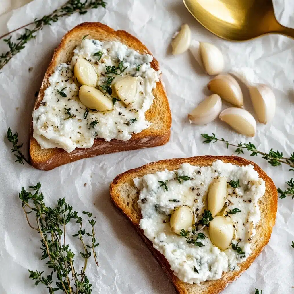 Garlic Confit with Herb Goat Cheese Toast Recipe - Recipe Image