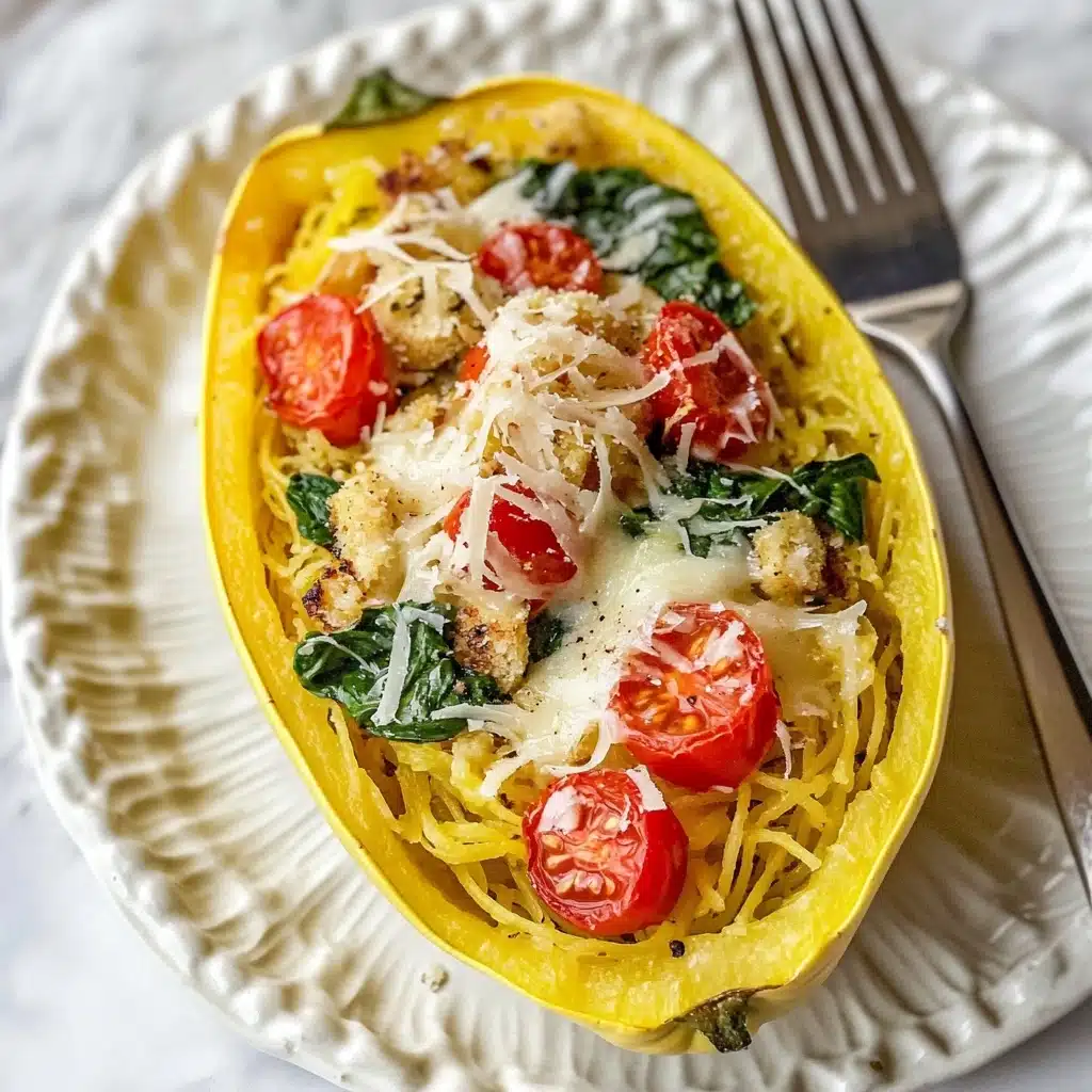 Pesto Chicken Stuffed Spaghetti Squash in the Oven Recipe - Recipe Image