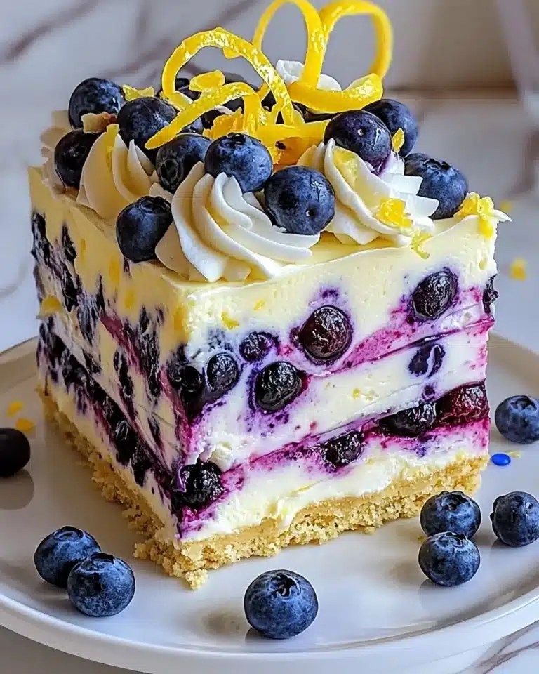 No-Bake Lemon Dazzling Blueberry Cream Cake Recipe