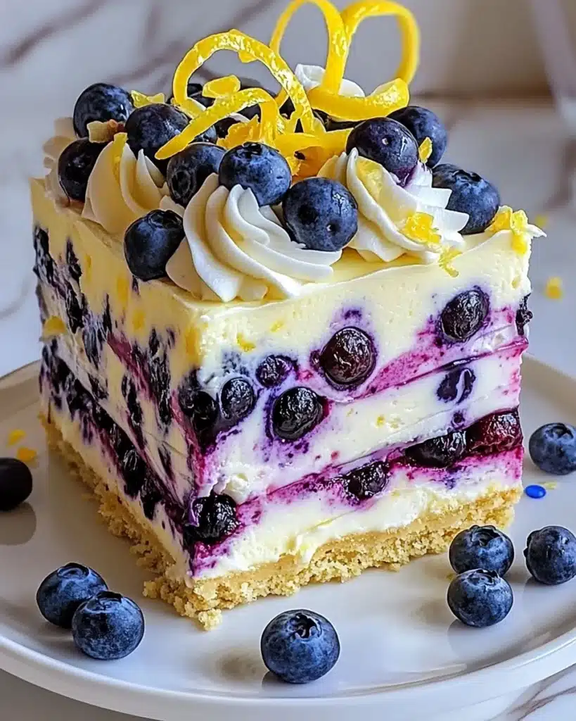 No-Bake Lemon Dazzling Blueberry Cream Cake Recipe