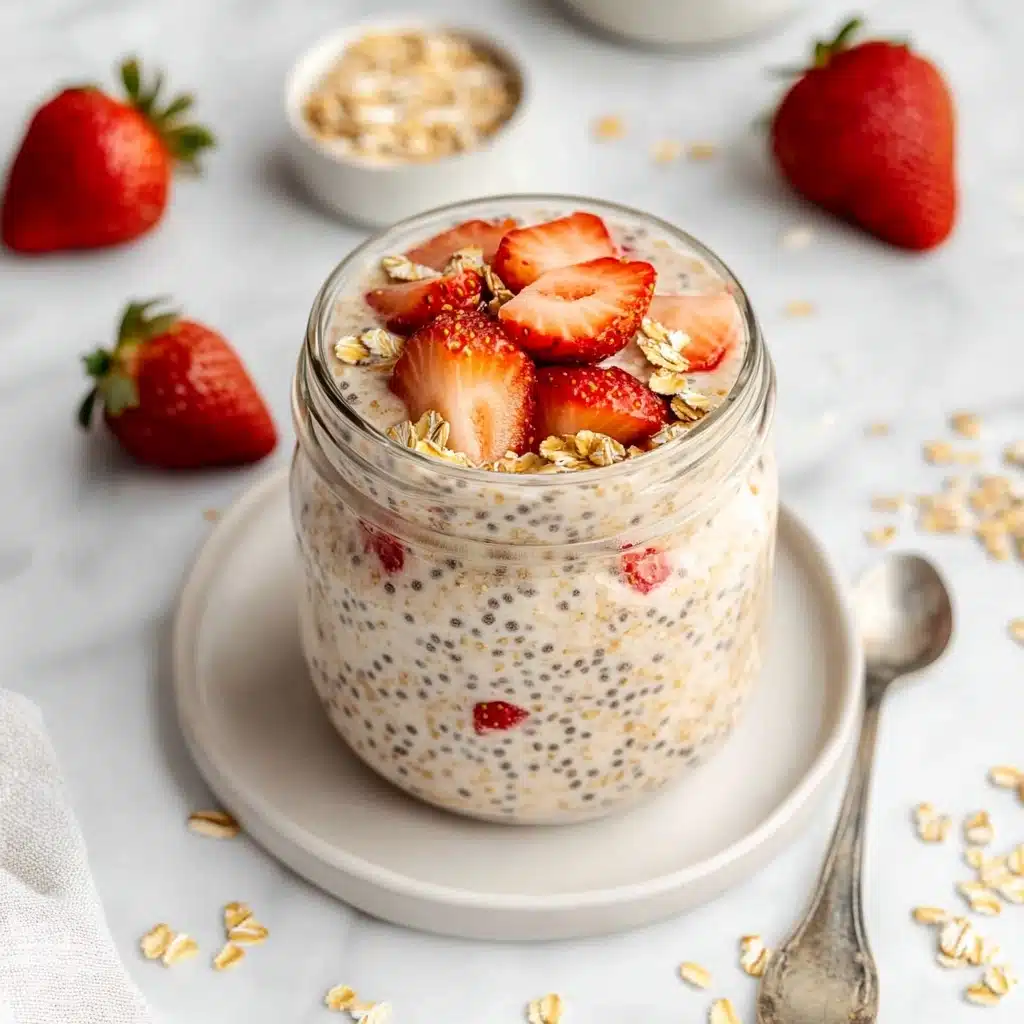Strawberries and Cream Overnight Oats Recipe - Recipe Image