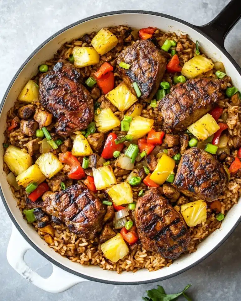 One Pan Caribbean Jerk Chicken with Pineapple-Coconut Rice Recipe