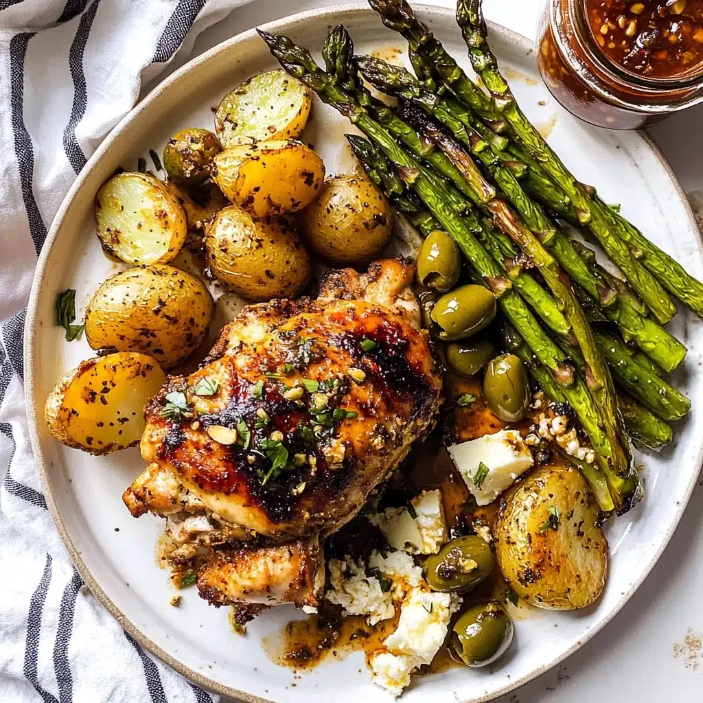 Sheet Pan Honey Garlic Chicken and Feta Potatoes Recipe - Recipe Image